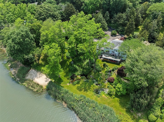8 Pippin Ln, Lloyd Harbor, NY 11743 - bird's eye view of a nearby body of water and a heavily wooded area