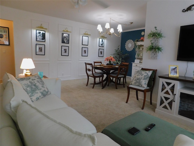 1879 Crompond Rd Unit # D15, Peekskill, NY 10566 - living area featuring a chandelier, light colored carpet, and a ceiling fan