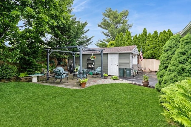 2209 Post St, East Meadow, NY 11554 - back of house with a patio, a pergola, and an outbuilding