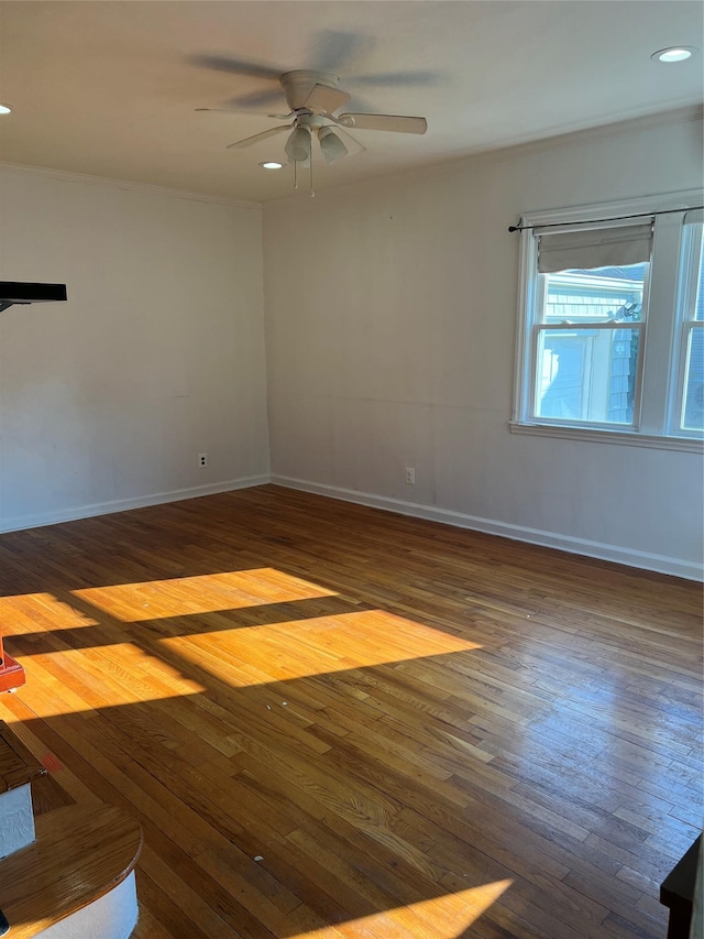 26 Sherman Rd, Farmingdale, NY 11735 - empty room with ceiling fan, hardwood / wood-style flooring, and recessed lighting