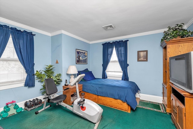 1277 Jerusalem Ave, Merrick, NY 11566 - bedroom featuring ornamental molding and carpet