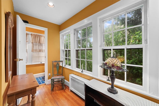 10 Wiltshire St, Bronxville, NY 10708 - living area with radiator heating unit, light wood-style flooring, and recessed lighting
