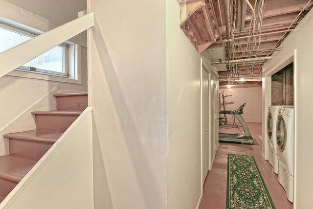 36 Dawes Ave, Syosset, NY 11791 - stairway with separate washer and dryer