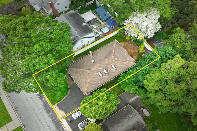 36 Dawes Ave, Syosset, NY 11791 - aerial view of property and surrounding area featuring property parcel outlined