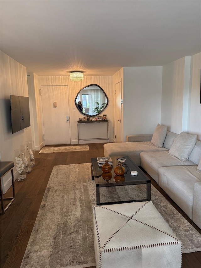 18-05 215th St Unit 2G, Bayside, NY 11360 - living room featuring dark wood-style floors