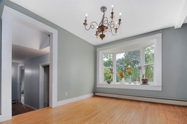 28 Gobblers Knob Rd, Pawling, NY 12564 - empty room featuring baseboard heating, wood finished floors, and a chandelier