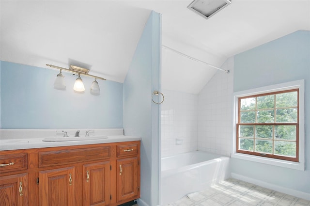 28 Gobblers Knob Rd, Pawling, NY 12564 - full bath with lofted ceiling, shower / tub combination, and vanity