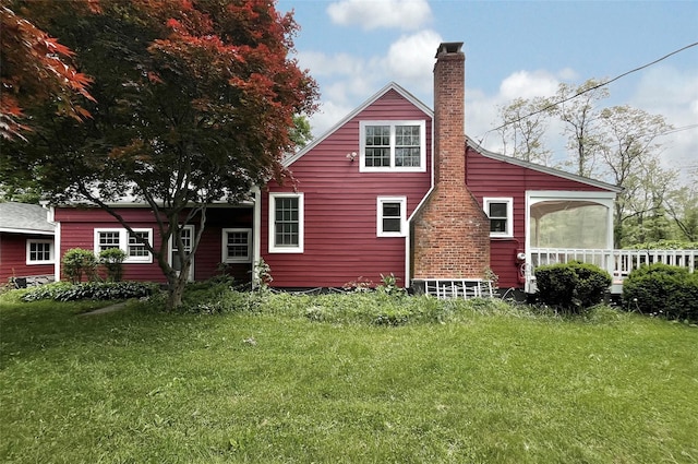 28 Gobblers Knob Rd, Pawling, NY 12564 - rear view of house featuring a chimney and a lawn