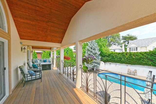 3223 214th St, Bayside, NY 11361 - wooden terrace featuring an outdoor living space