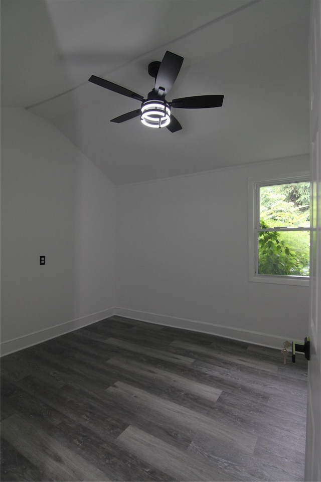 191 Sylvan Lake Rd Unit 1, Hopewell Junction, NY 12533 - spare room with vaulted ceiling, ceiling fan, and dark wood-style flooring