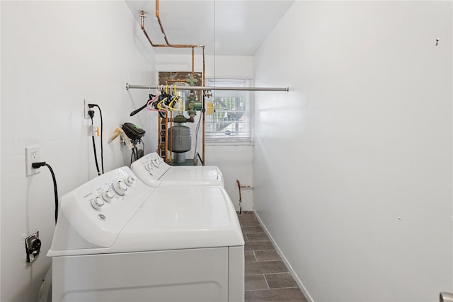 40 Dillmont Dr, Smithtown, NY 11787 - laundry room featuring washing machine and clothes dryer and wood tiled floors