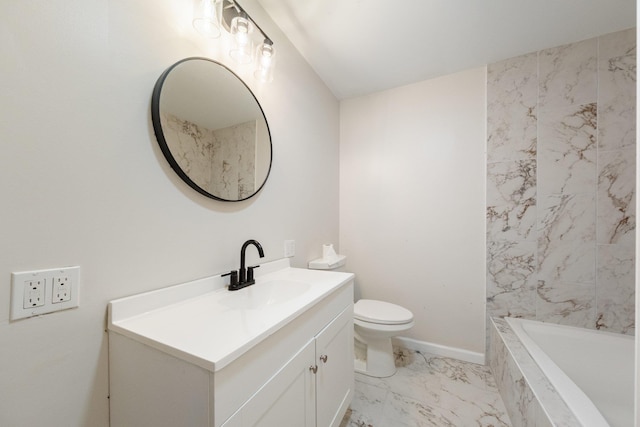 68 Henmond Blvd, Poughkeepsie, NY 12603 - bathroom featuring vanity, marble finish floors, and a relaxing tiled tub