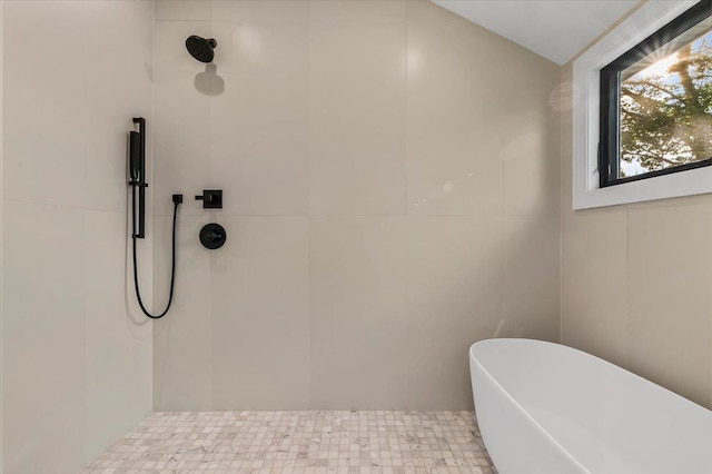 4 Haven Ln, Old Bethpage, NY 11804 - bathroom featuring a freestanding bath and tiled shower