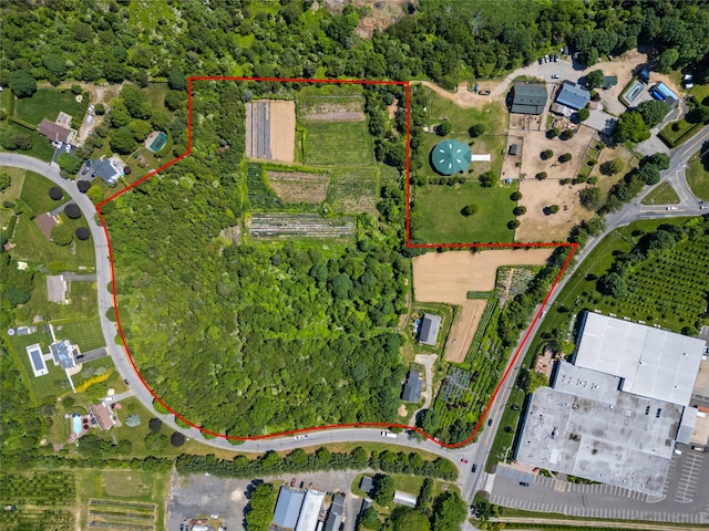 2706 Sound Ave, Calverton, NY 11933 - aerial view of property and surrounding area with property parcel outlined