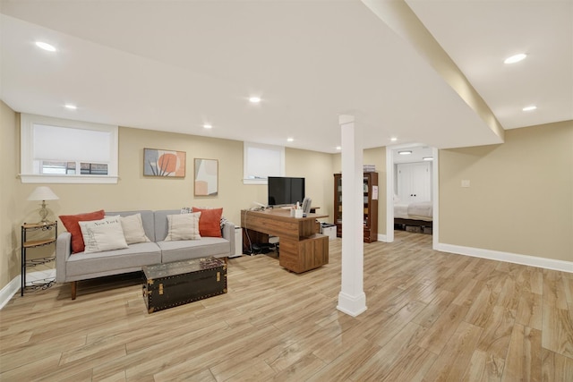 131 E 238th St, Bronx, NY 10470 - living area with light wood-style flooring and recessed lighting