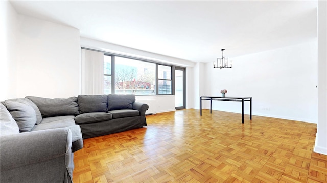 2500 Johnson Ave Unit 4L, Bronx, NY 10463 - living area with a chandelier and baseboards