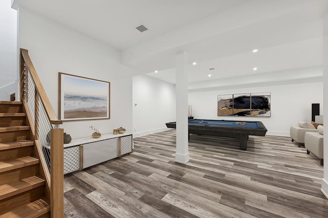 10 Broadwood Ct, Wainscott, NY 11975 - game room featuring billiards table, wood finished floors, and recessed lighting