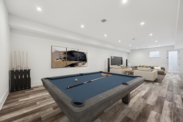 10 Broadwood Ct, Wainscott, NY 11975 - game room featuring wood finished floors, billiards table, and recessed lighting