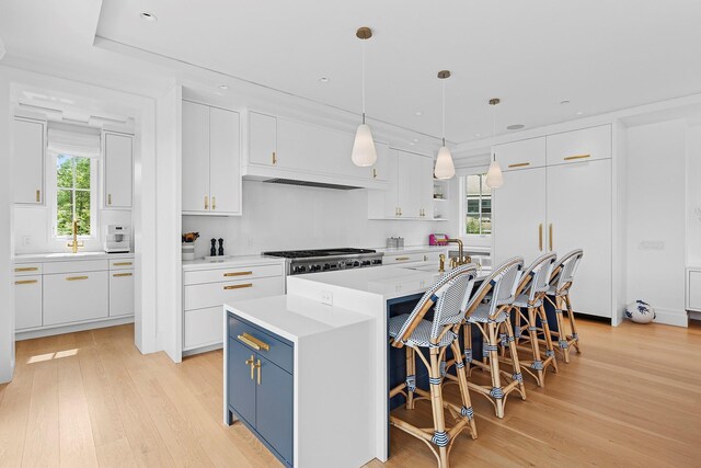 801 Montauk Hwy, Westhampton Beach, NY 11978 - kitchen with light wood-style flooring, white cabinets, light countertops, and recessed lighting