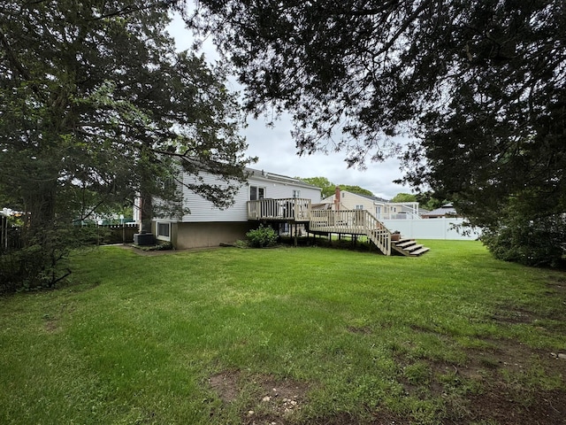 20 Bayberry Rd, Ronkonkoma, NY 11779 - back of property with a wooden deck, a fenced backyard, and stairs