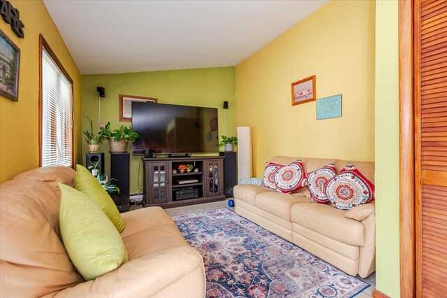 686 Barnes Ave, Baldwin, NY 11510 - living area featuring vaulted ceiling