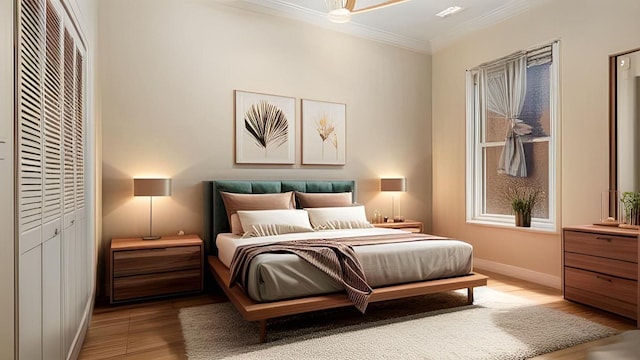 868 Morris Park Ave, Bronx, NY 10462 - bedroom featuring wood finished floors, ornamental molding, and a closet