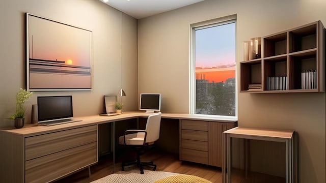 868 Morris Park Ave, Bronx, NY 10462 - home office featuring wood finished floors, built in study area, and plenty of natural light