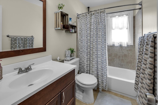 115 W Granada Ave, Lindenhurst, NY 11757 - full bathroom with vanity, shower / tub combo, and tile patterned floors