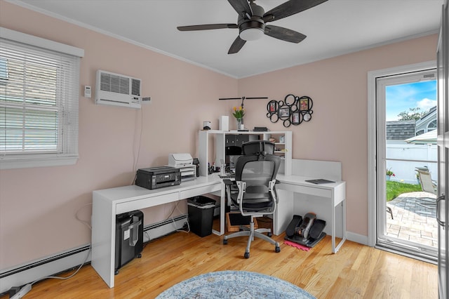 115 W Granada Ave, Lindenhurst, NY 11757 - office space featuring baseboard heating, healthy amount of natural light, light wood finished floors, and ornamental molding