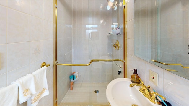 223 146th Pl, Whitestone, NY 11357 - full bathroom with a shower stall and tile walls