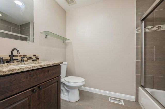 413 Robyn Pl, East Meadow, NY 11554 - full bath with vanity, bath / shower combo with glass door, and backsplash
