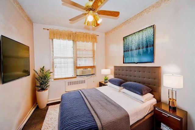 770 Bronx River Rd Unit A53, Bronxville, NY 10708 - carpeted bedroom featuring radiator heating unit, cooling unit, and ceiling fan