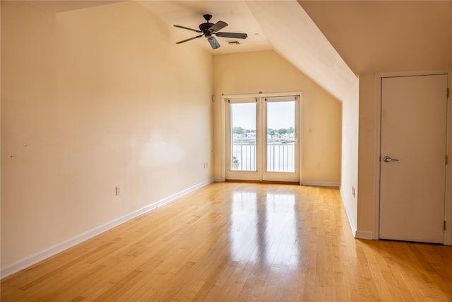 600 Clarence Ave Unit 2H, Bronx, NY 10465 - empty room featuring lofted ceiling, a ceiling fan, and light wood finished floors