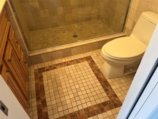 600 Clarence Ave Unit 2H, Bronx, NY 10465 - bathroom with inlaid floor details, a shower stall, and tile patterned flooring