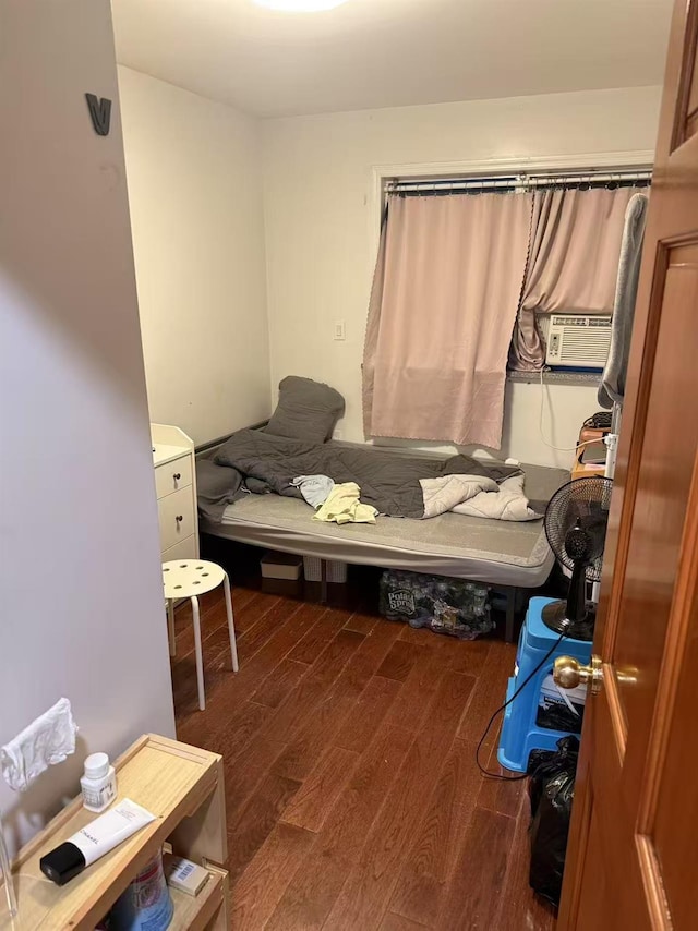 58-13 150th St, Flushing, NY 11355 - bedroom with wood finished floors and cooling unit