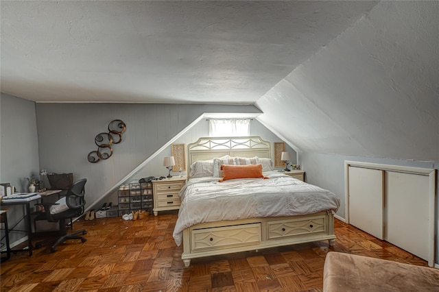 805 Arlington Rd, West Babylon, NY 11704 - bedroom featuring vaulted ceiling and an office area