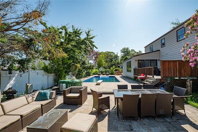 805 Arlington Rd, West Babylon, NY 11704 - fenced backyard featuring an outdoor living space, a patio area, and outdoor dining space