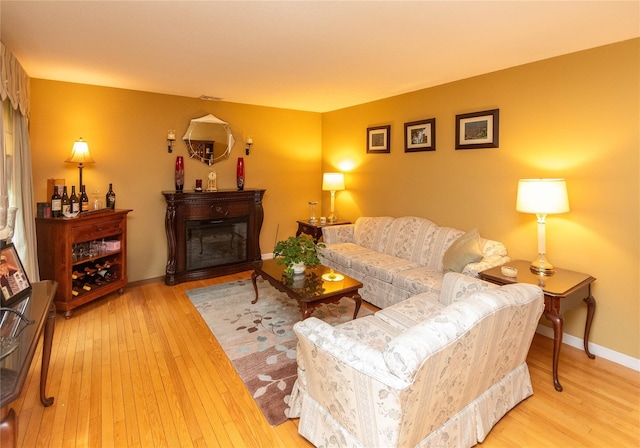 25 Briarwood Dr, Wappingers Falls, NY 12590 - living area with wood-type flooring and a glass covered fireplace