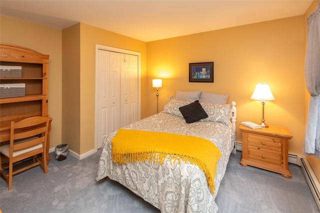 25 Briarwood Dr, Wappingers Falls, NY 12590 - carpeted bedroom with a closet and a baseboard heating unit