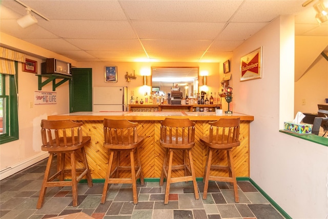 25 Briarwood Dr, Wappingers Falls, NY 12590 - indoor dry bar featuring a paneled ceiling, fridge, and rail lighting