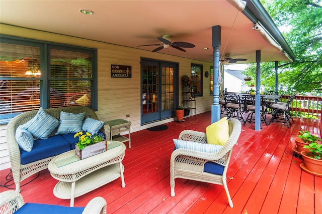25 Briarwood Dr, Wappingers Falls, NY 12590 - wooden deck featuring outdoor dining area, a ceiling fan, and outdoor lounge area