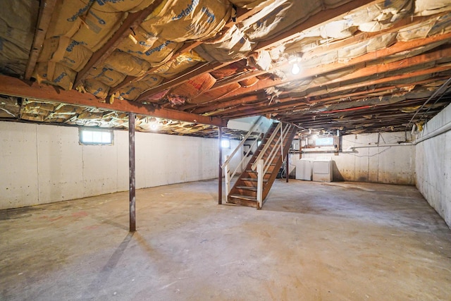 14 Sycamore St, Centereach, NY 11720 - basement with washer and dryer and stairway