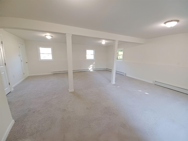 14 Laddie Rd, Middletown, NY 10941 - basement featuring light colored carpet and a baseboard heating unit
