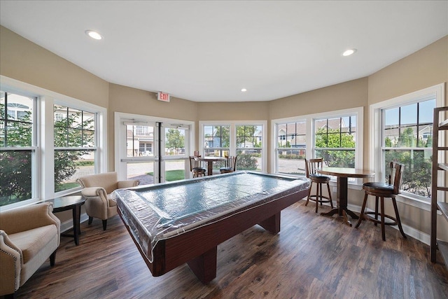 105 Captain S Way, Copiague, NY 11726 - rec room with billiards table, healthy amount of natural light, recessed lighting, and dark wood finished floors