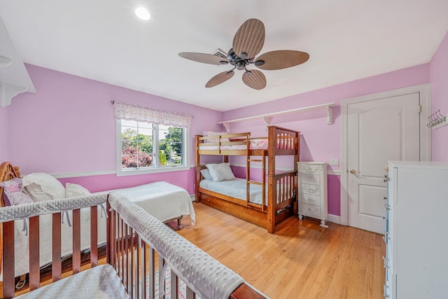 23 Antona Blvd, Centereach, NY 11720 - bedroom featuring light wood-style flooring, ceiling fan, and recessed lighting