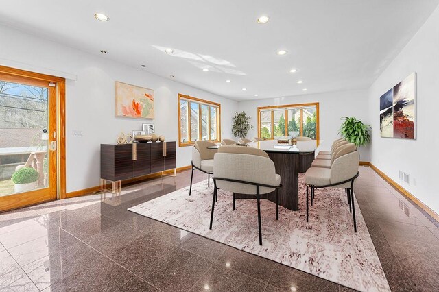 64-16 211th St, Bayside, NY 11364 - dining area with recessed lighting and granite tiled floors