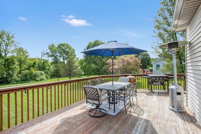 32 Gellatly Dr, Wappingers Falls, NY 12590 - wooden terrace featuring outdoor dining space and a yard