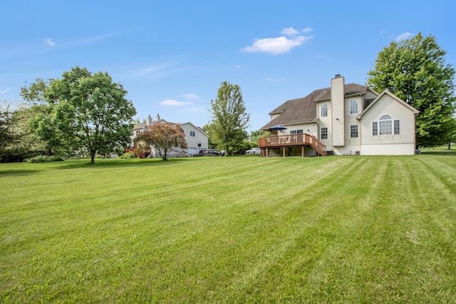 32 Gellatly Dr, Wappingers Falls, NY 12590 - view of grassy yard featuring a wooden deck