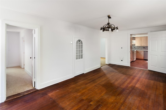 414 Bear Ridge Rd, Pleasantville, NY 10570 - unfurnished dining area with a chandelier and dark wood finished floors