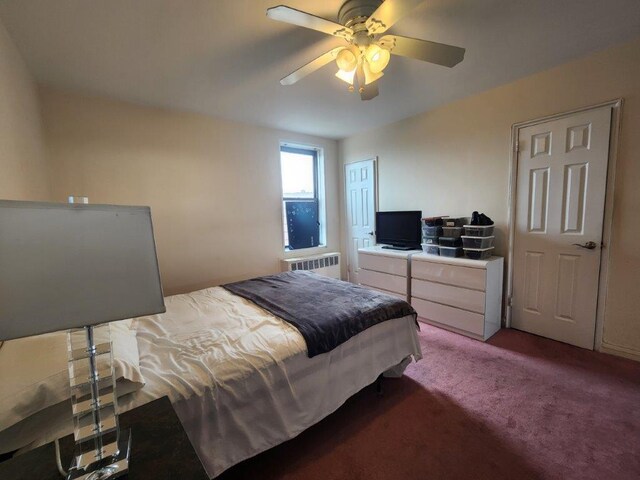 2251 Plumb 1st St Unit 6B, Brooklyn, NY 11229 - carpeted bedroom featuring radiator heating unit and a ceiling fan